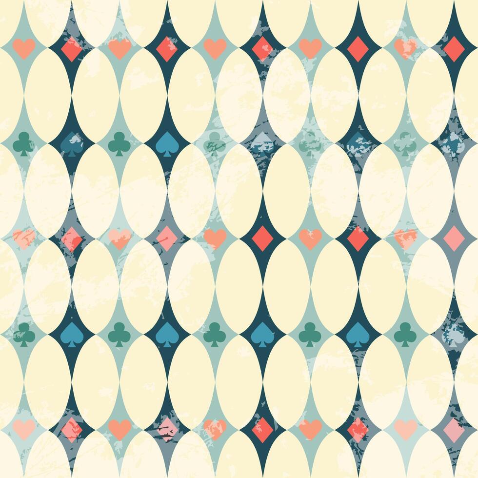 Seamless grunge pattern with card suits vector