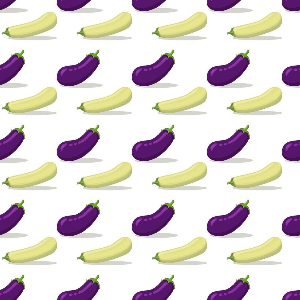 Seamless pattern with eggplant, squash, zucchini vector