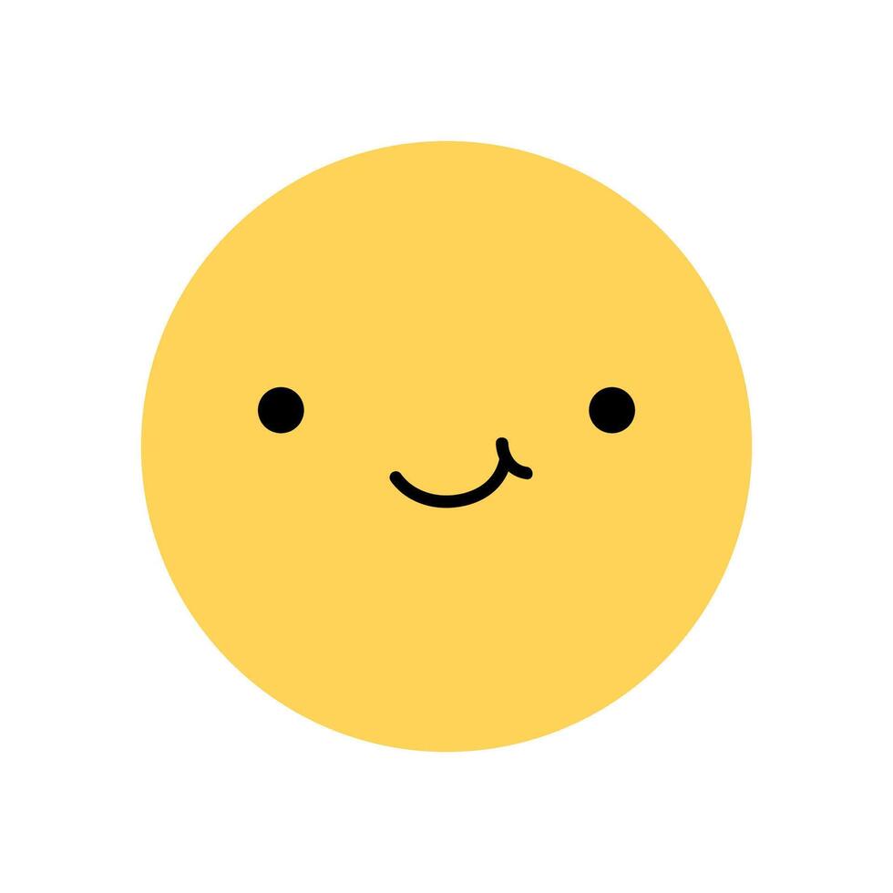 Yellow smile icon with happy facial expression. Character with cheerful, joyful mood isolated on a white background. flat illustration. Perfect for social media, stickers. vector