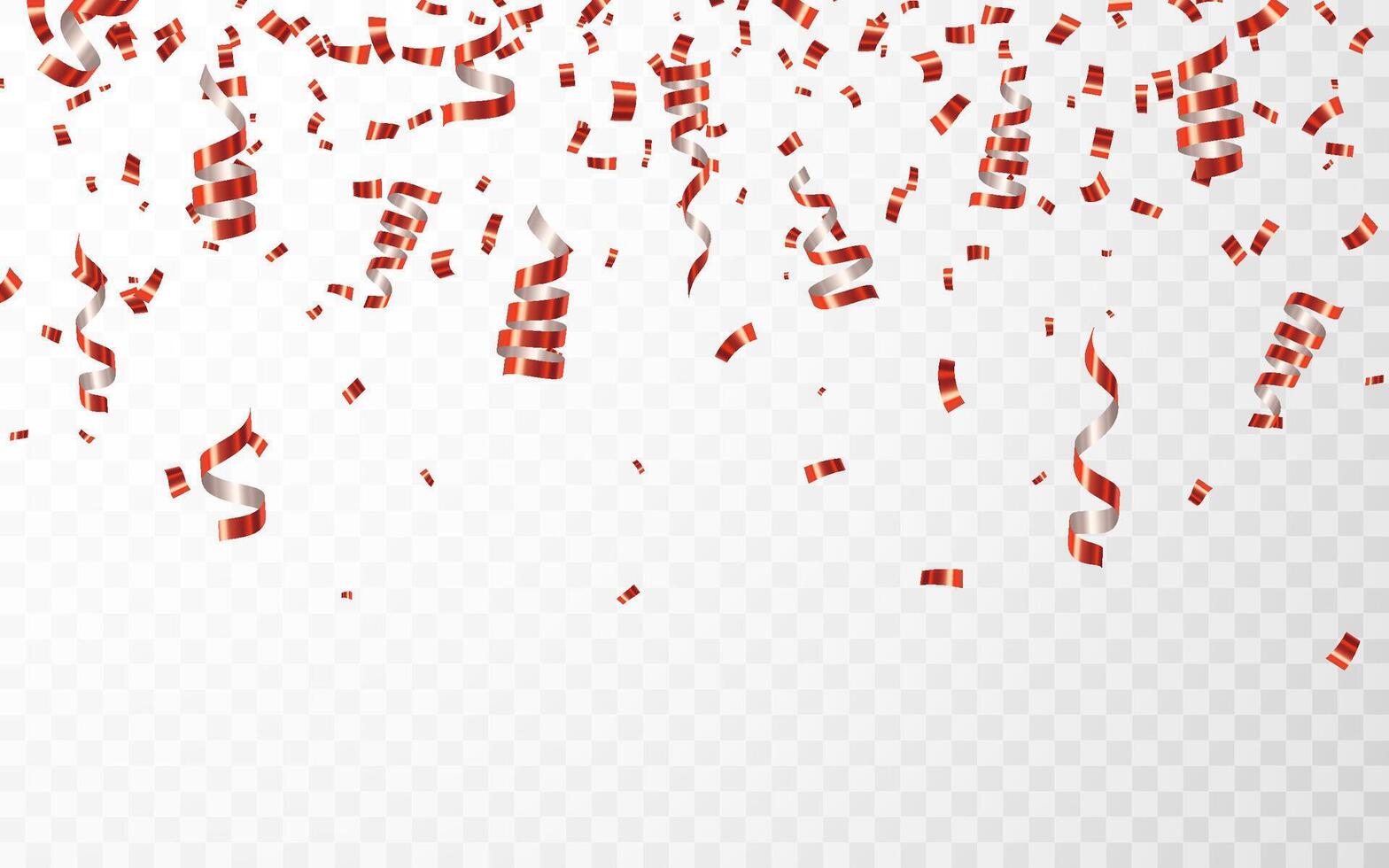 Red confetti. carnival falling shiny glitter confetti. Luxury greeting card. illustration vector