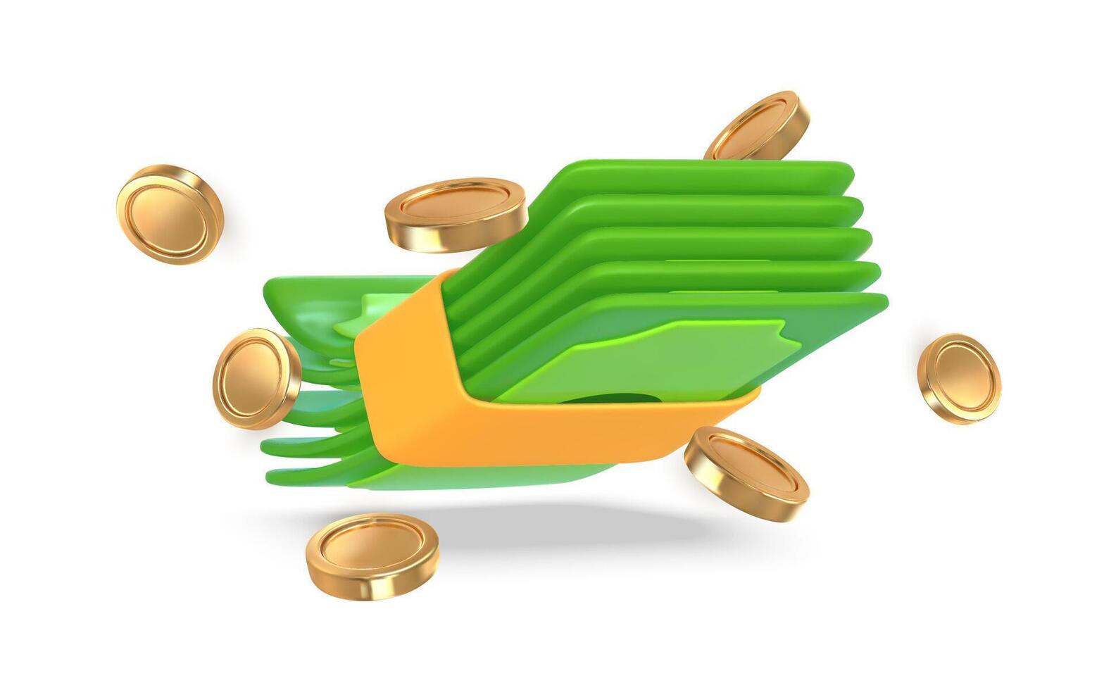 3d green dollar coin in cartoon style. Business and finance object for banner design. illustration vector