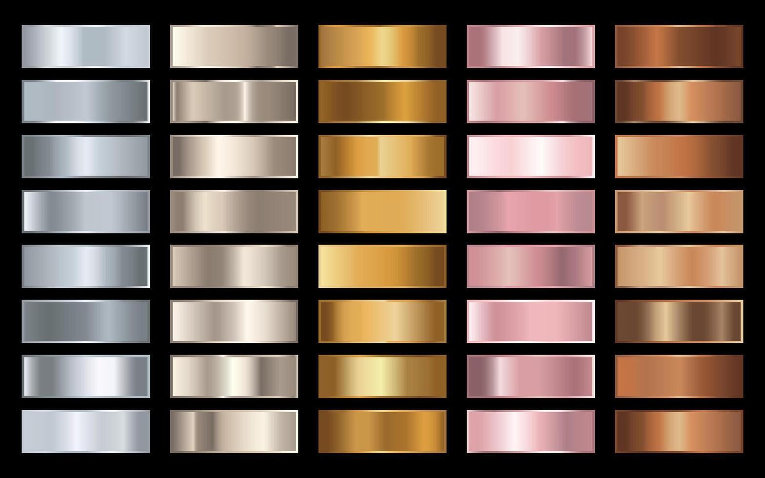 gold, silver, bronze and rose gold gradients. Brilliant plates with metallic effect. illustration vector