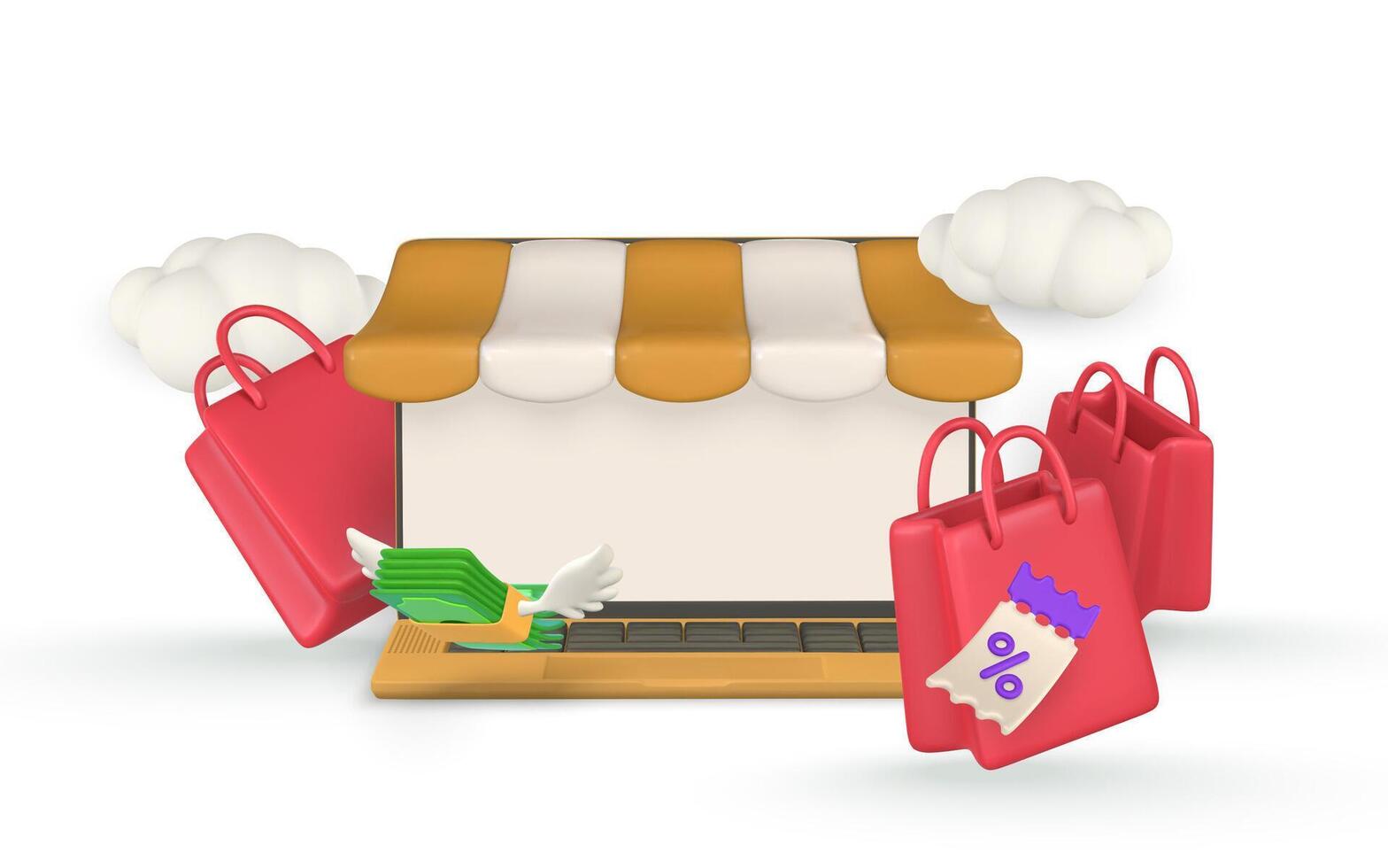 3d ecommerce concept. vector
