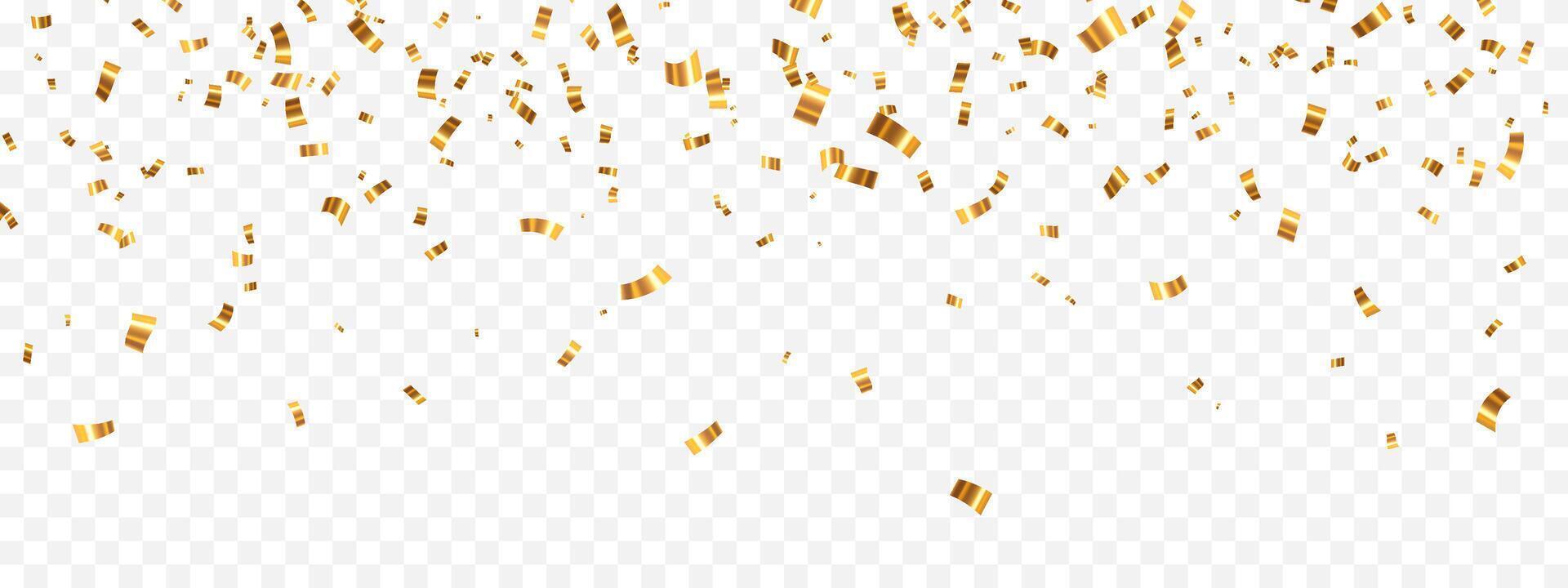 Gold confetti. Celebration carnival falling shiny glitter confetti in gold color. vector