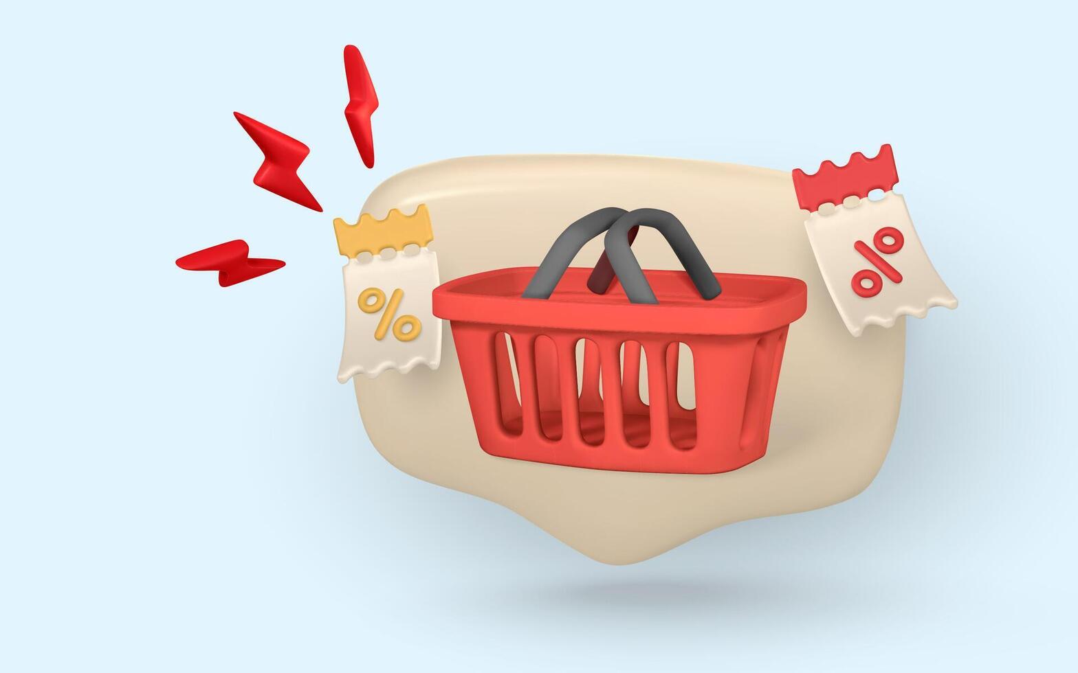 Shopping cart, speech bubble, discount, promotion, sale, shopping concept. Shopping bag for buy and sale. illustration vector