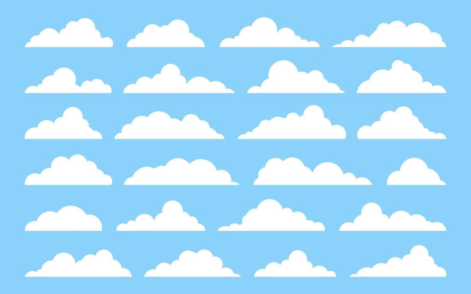 Cloud. white cloudy set isolated on blue background. vector