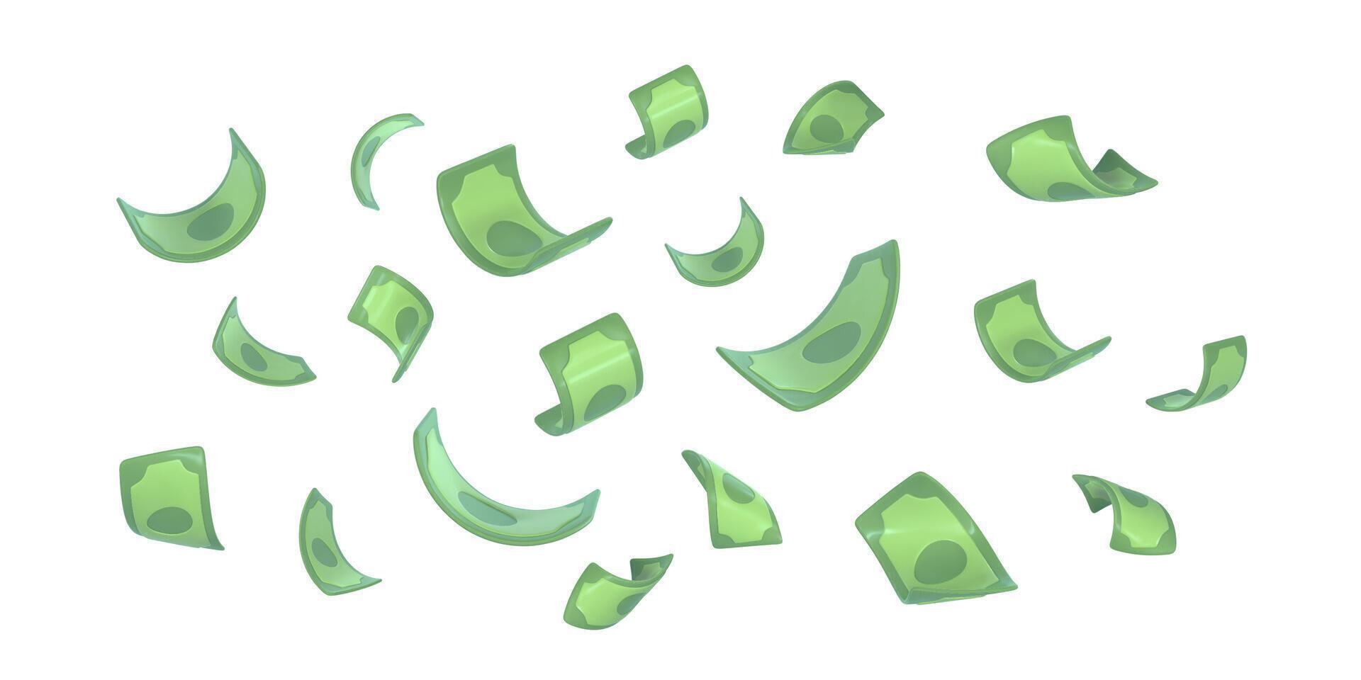 3d dollar notes falling. Financial success concept. illustration vector