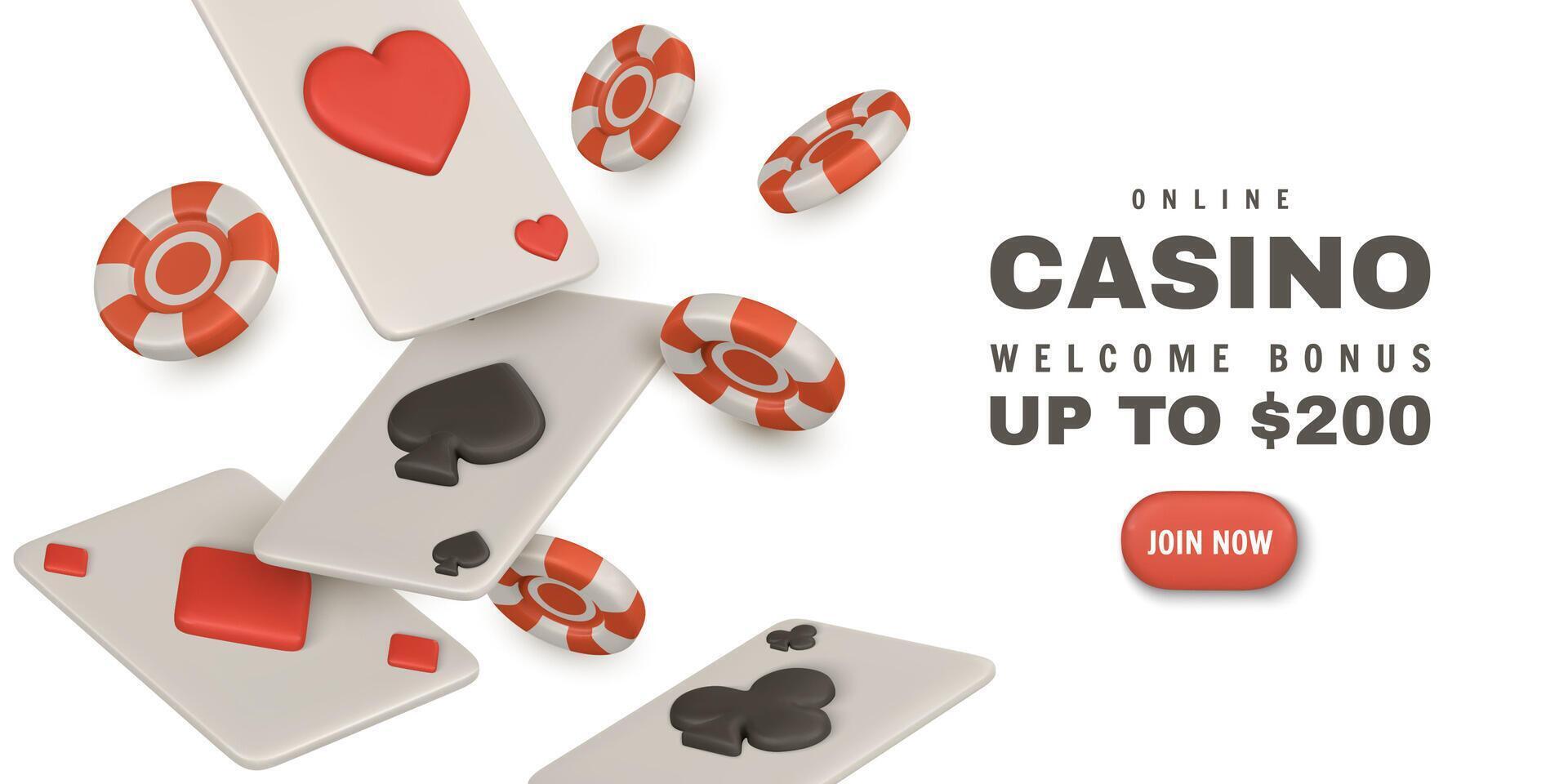 3d Casino game concept. Vegas tournament banner, playing ace card, flying gambling chips. illustration vector