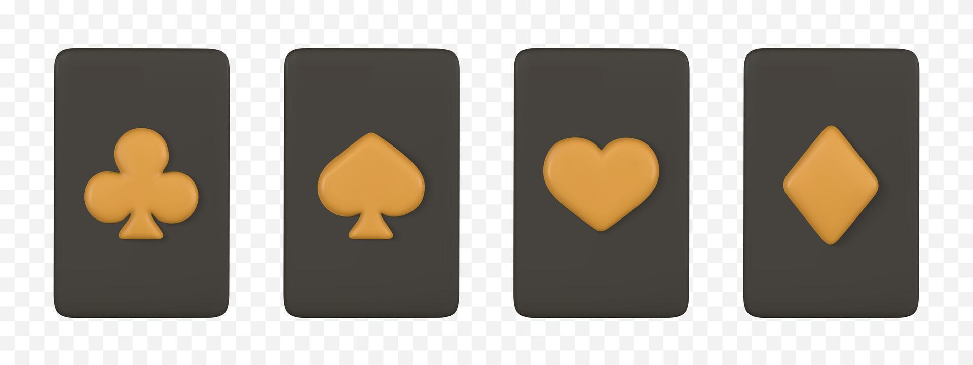 Realistic 3d playing cards. Casino game concept. Set of aces of different suits. vector