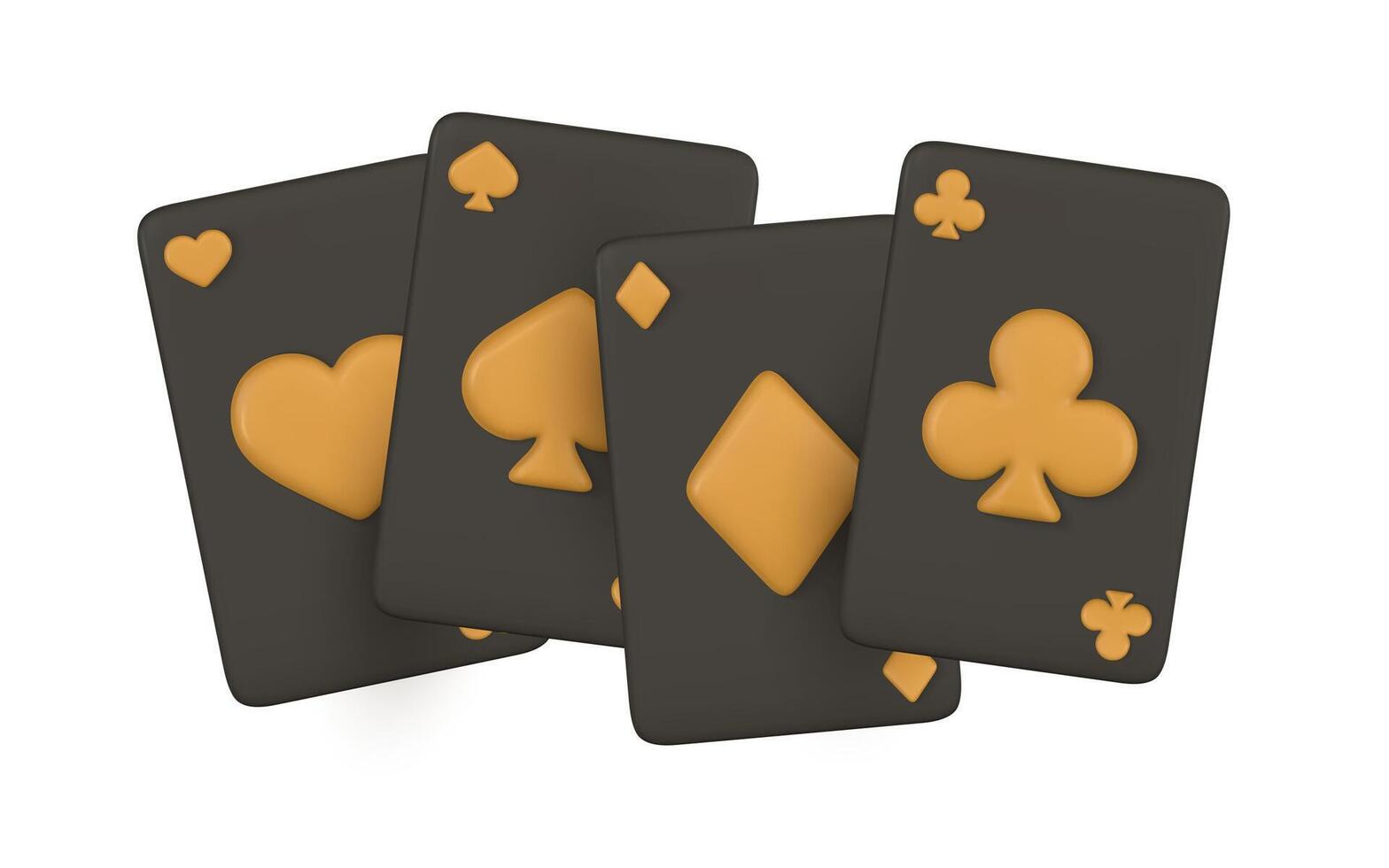 3d playing cards. Casino game concept. Set of aces of different suits. vector