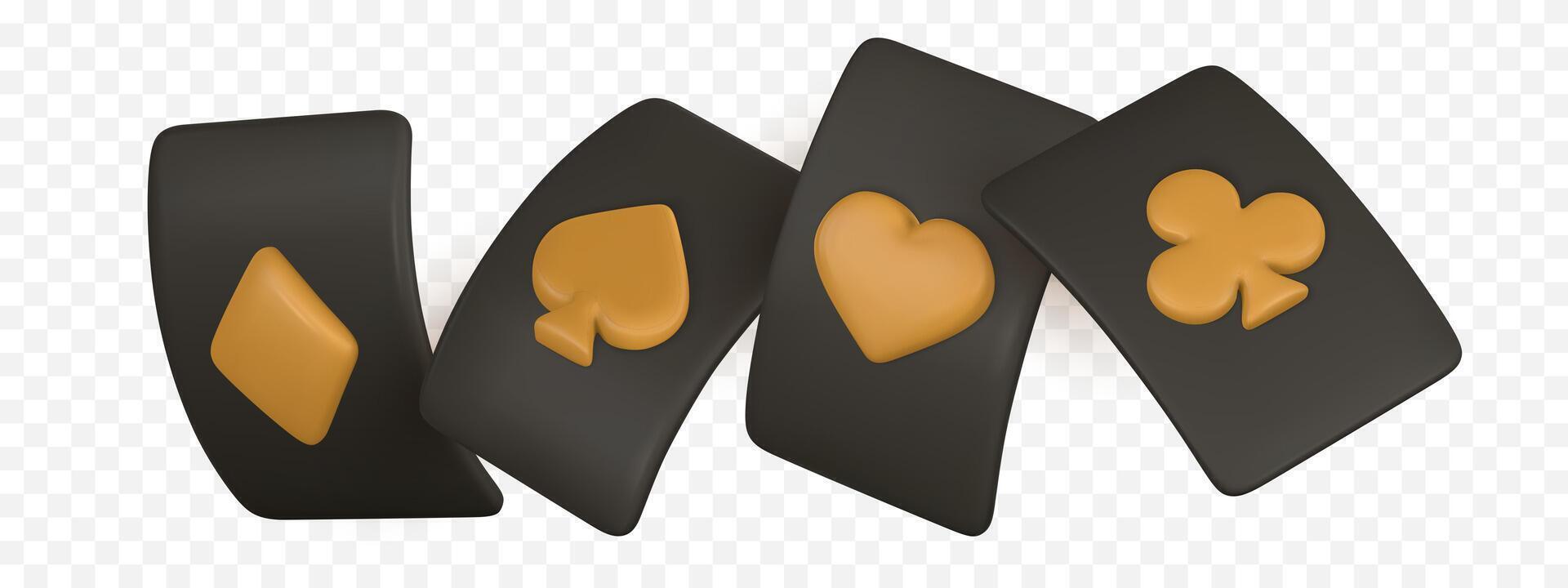 playing cards Casino game concept. Set of aces of different suits. illustration vector