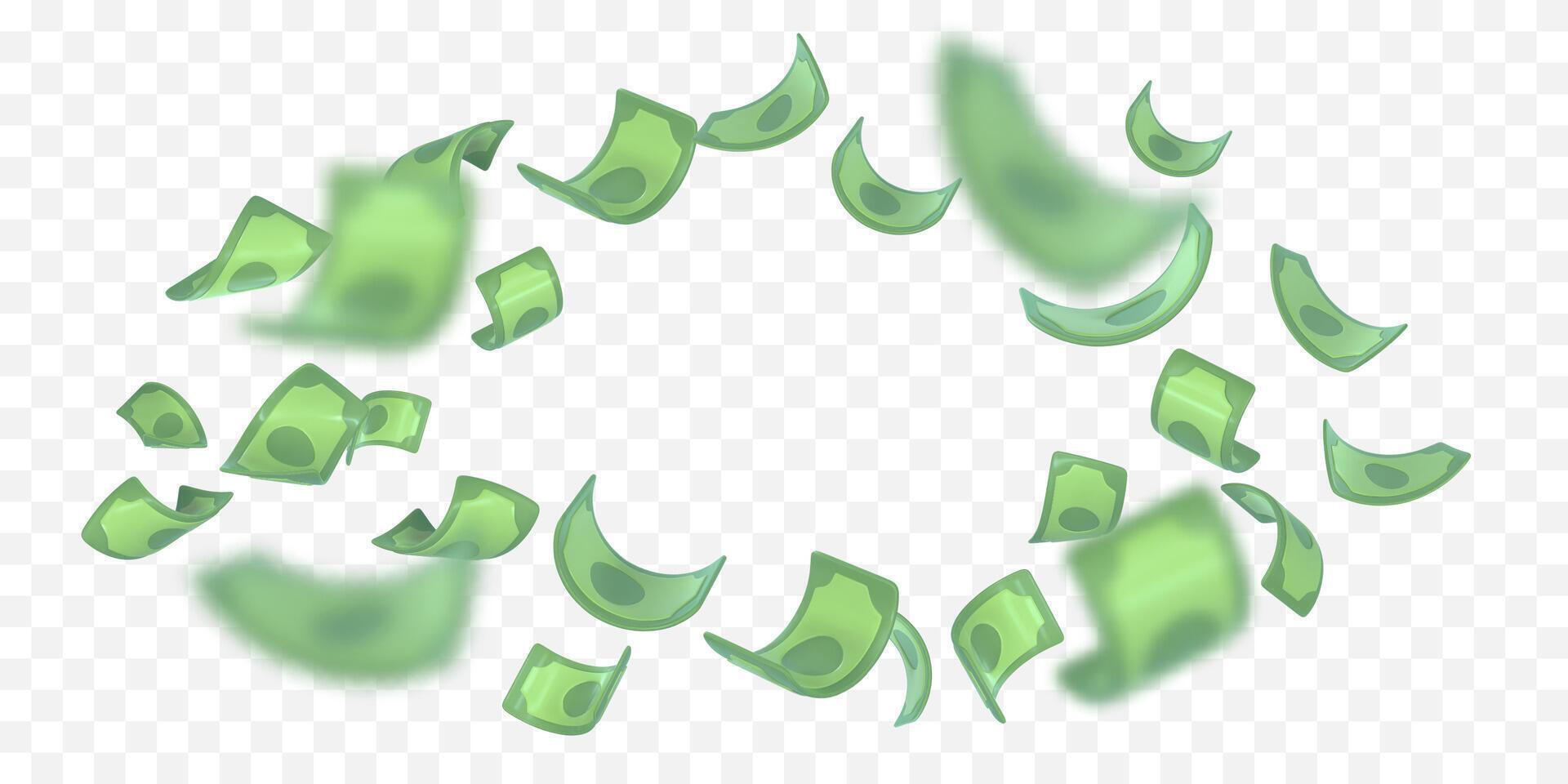 3d dollar notes falling Financial success concept. vector