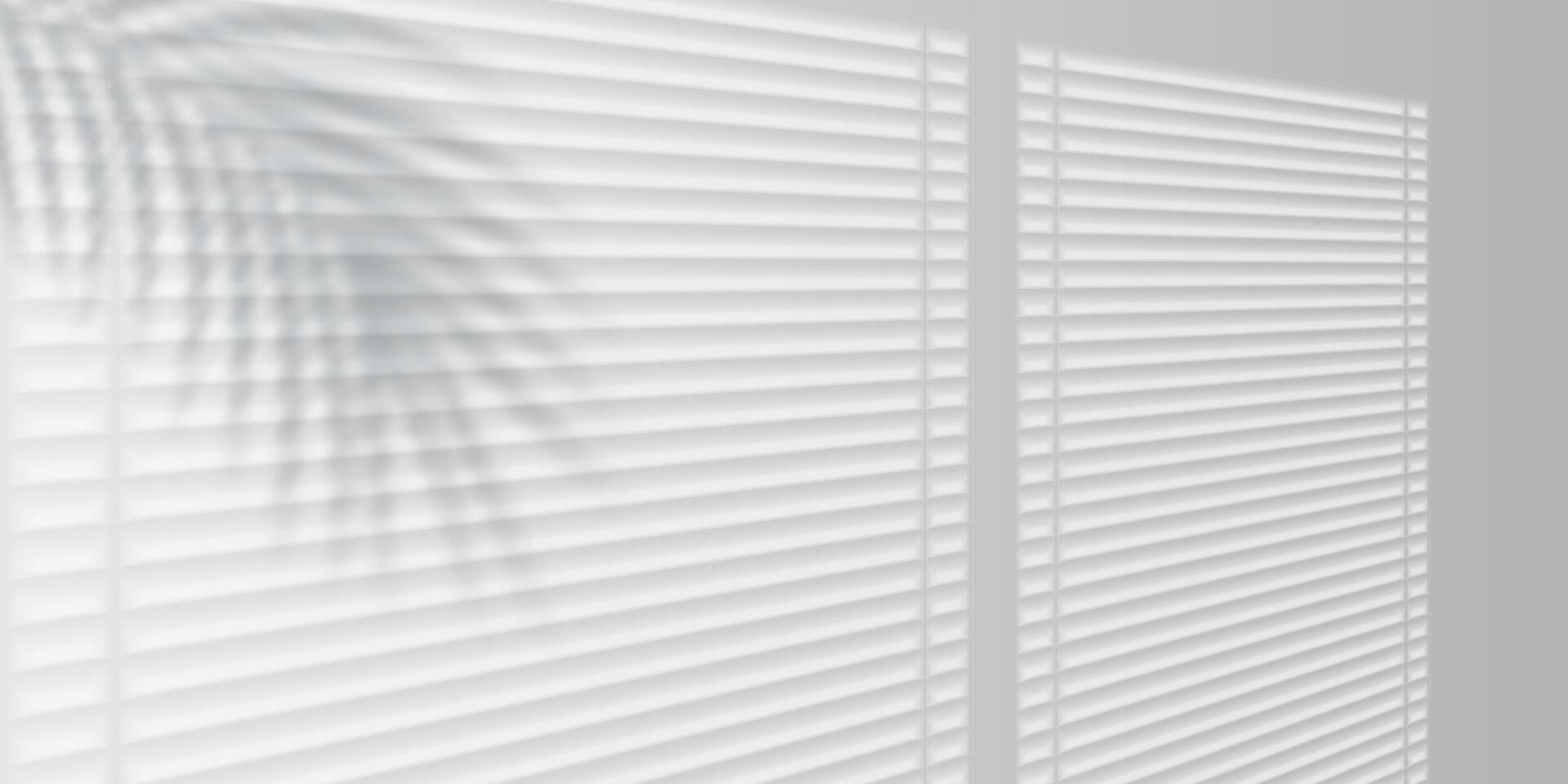 Bright Sunlight Through Window Blinds with Palm Leaf Shadow, Minimal White Interior Background, Relaxed and Fresh Atmosphere for Web, Branding, and Print Projects. Illustration vector