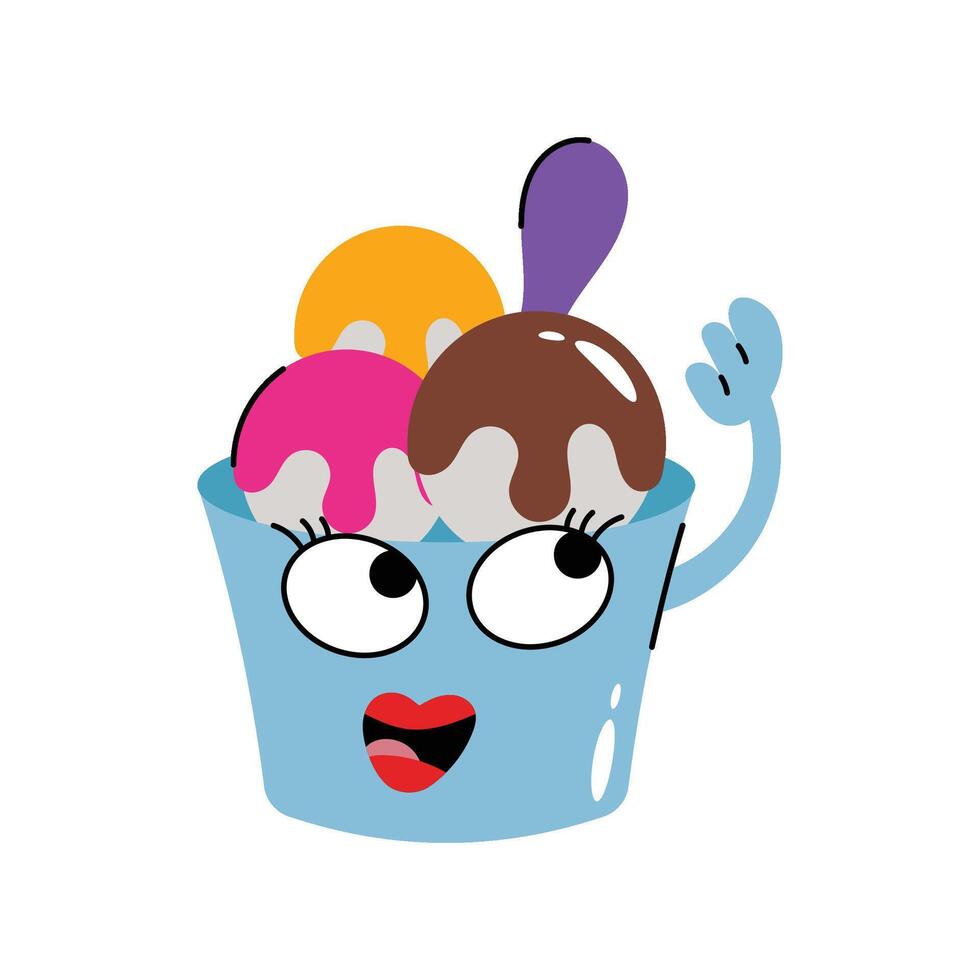 Ice cream cup Sticker. Eps 10 file vector