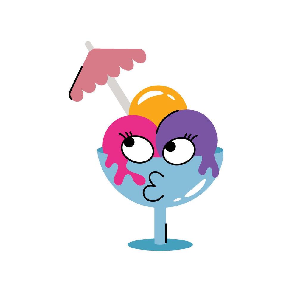 Heart Ice cream cup Concept Sticker. Eps 10 file vector