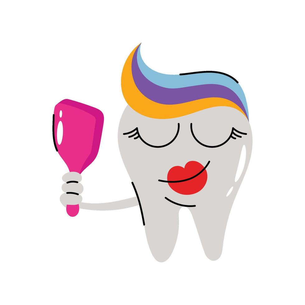 Stylish tooth Sticker. Eps 10 file vector