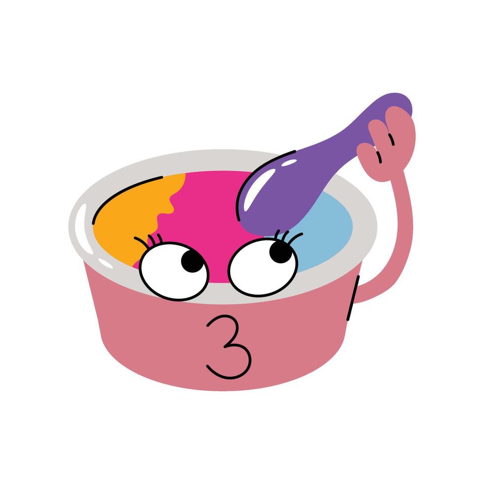 3 Flavor Ice cream cup Concept Sticker. Eps 10 file vector