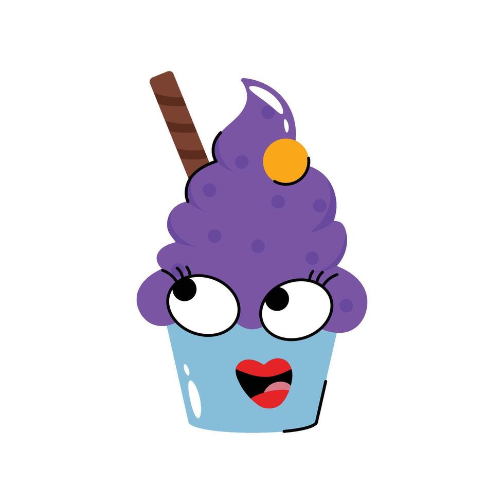 Cup ice cream Concept Sticker. Eps 10 file vector