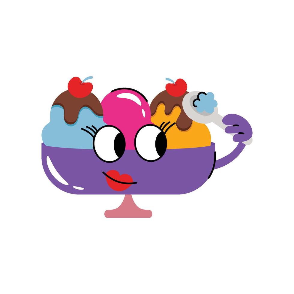 Ice cream bowl Concept Sticker. Eps 10 file vector