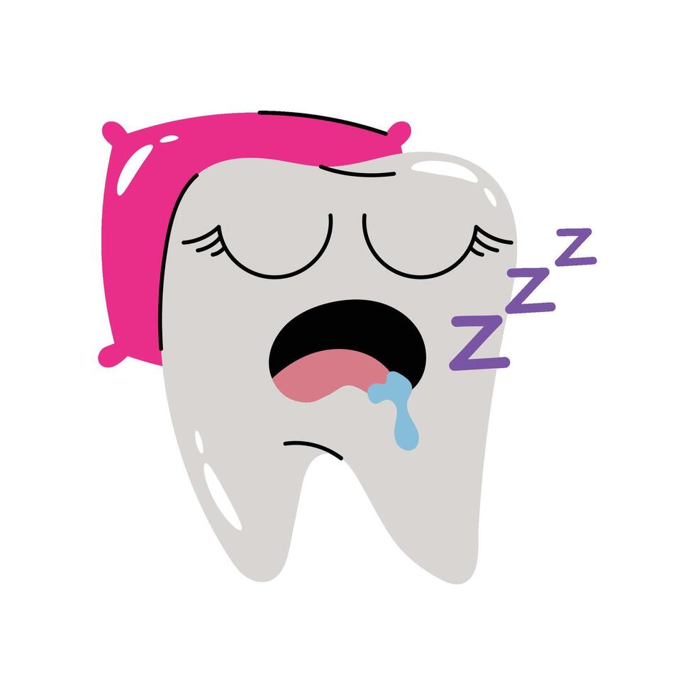 Sleeping tooth Sticker. Eps 10 file vector