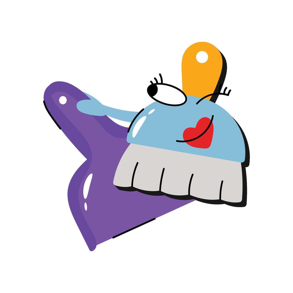 Broom and Dustpan Concept Sticker. Eps 10 file vector