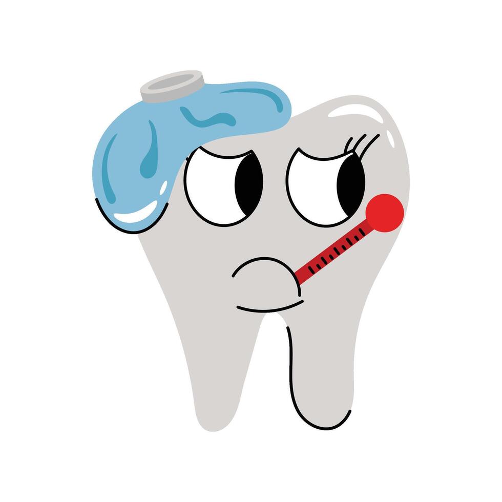 Fever tooth Sticker. Eps 10 file vector