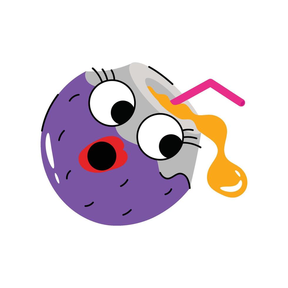 Blue Coconut Sticker. Eps 10 file vector
