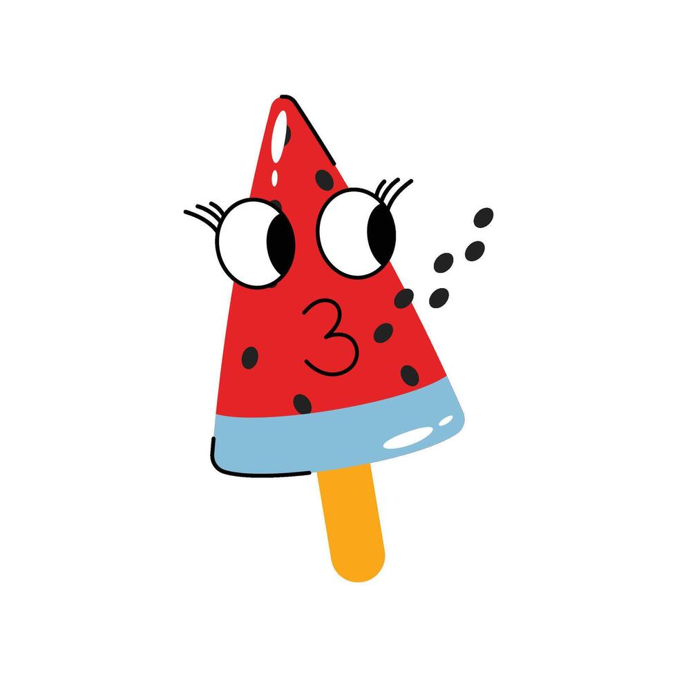 Watermelon Popsicle Concept Sticker. Eps 10 file vector