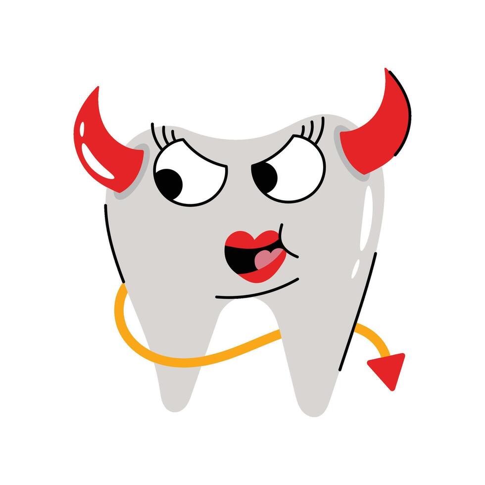 Devil tooth Sticker. Eps 10 file vector