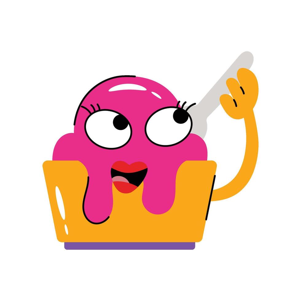 Liquid Ice cream cup Concept Sticker. Eps 10 file vector