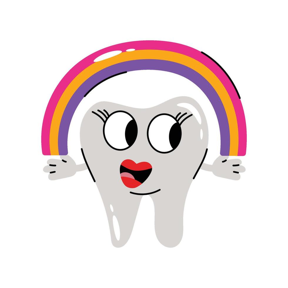Colored Tooth Sticker. Eps 10 file vector