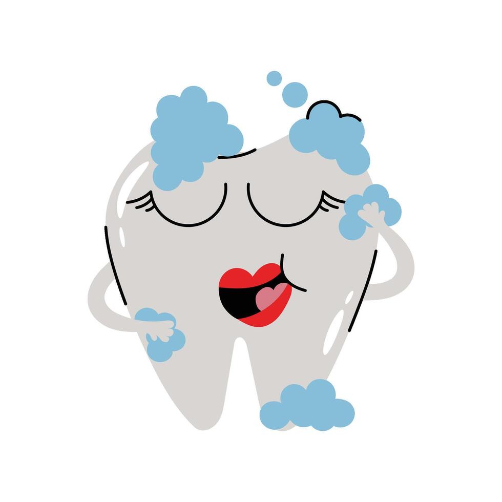 Showering tooth Sticker. Eps 10 file vector
