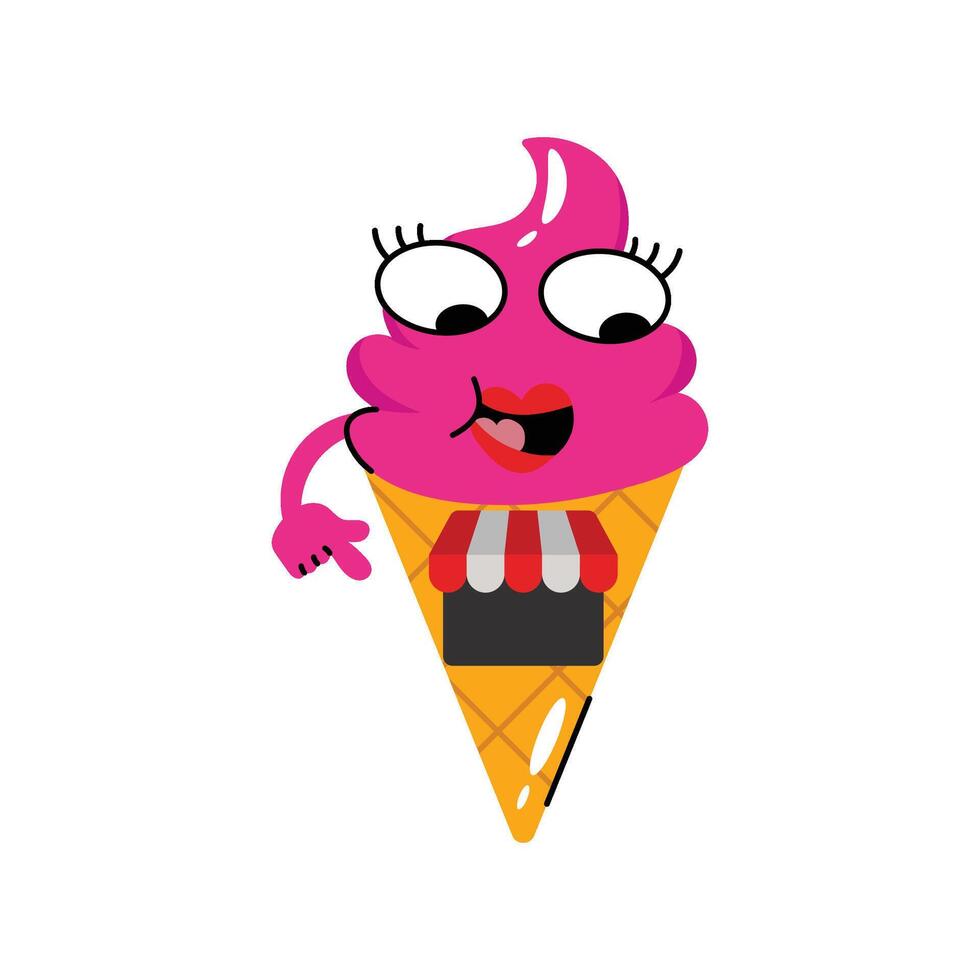 Ice cream Cone shop Concept Sticker. Eps 10 file vector