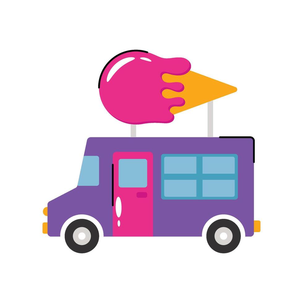 Ice cream truck Concept Sticker. Eps 10 file vector
