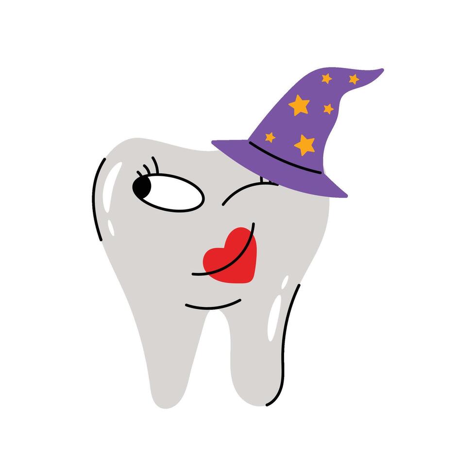 Witch tooth Sticker. Eps 10 file vector