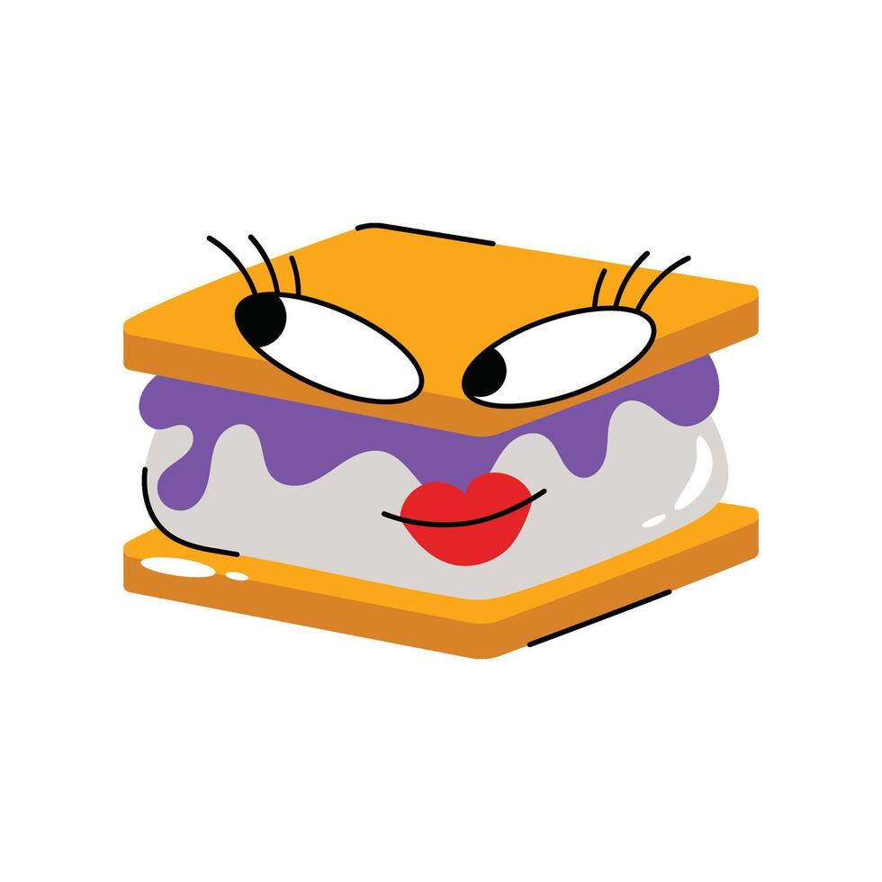 Cheese Sandwich Sticker. Eps 10 file vector