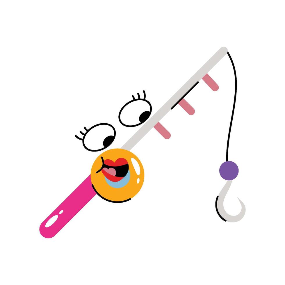Fishing Rod Concept Sticker. Eps 10 file vector