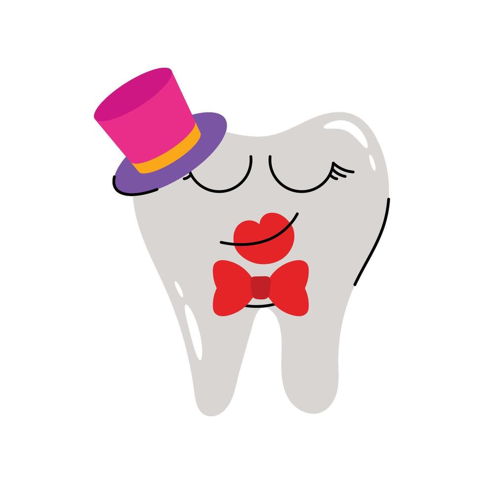 Magician tooth Sticker. Eps 10 file vector