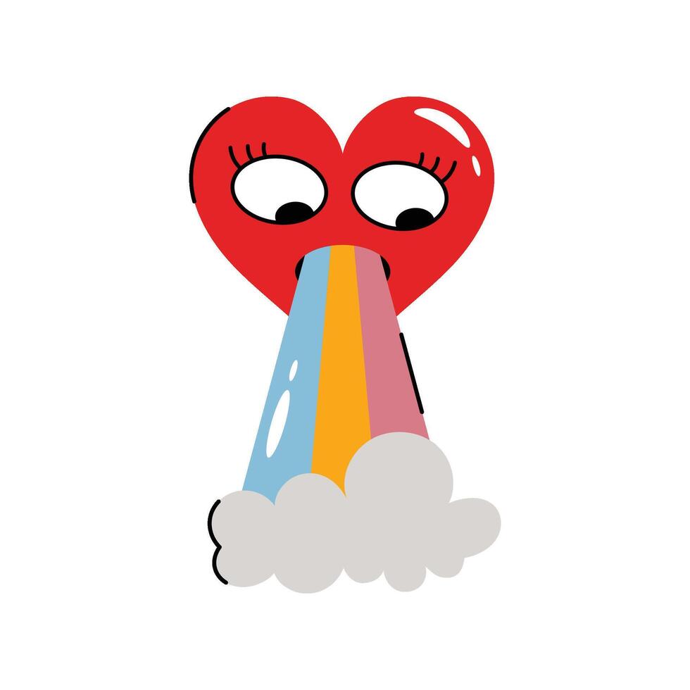 Rainbow heart Sticker. eps 10 file vector