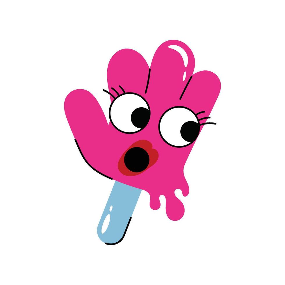 Hand Melting ice cream Concept Sticker. Eps 10 file vector