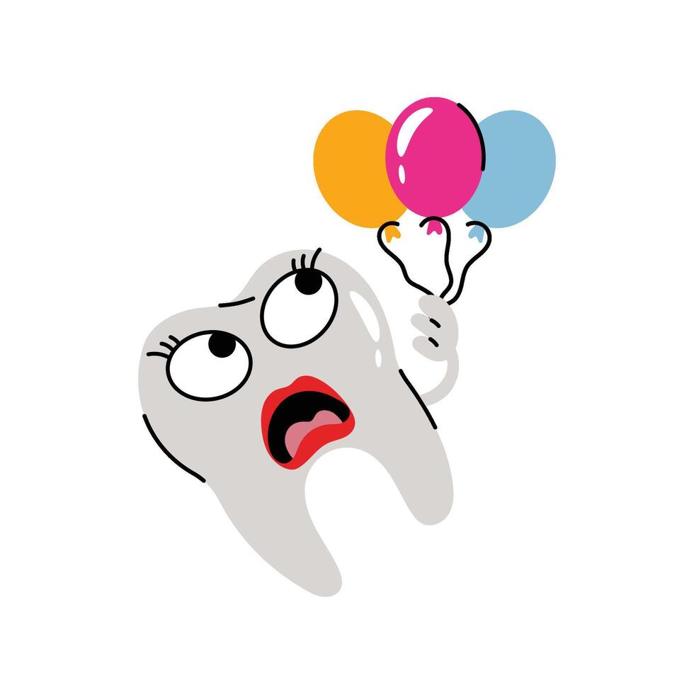Flying tooth Sticker. Eps 10 file vector