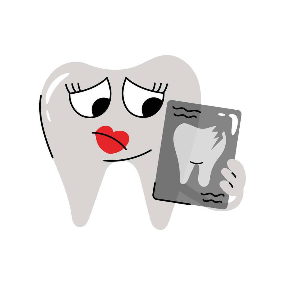 Tooth X ray Sticker. Eps 10 file vector