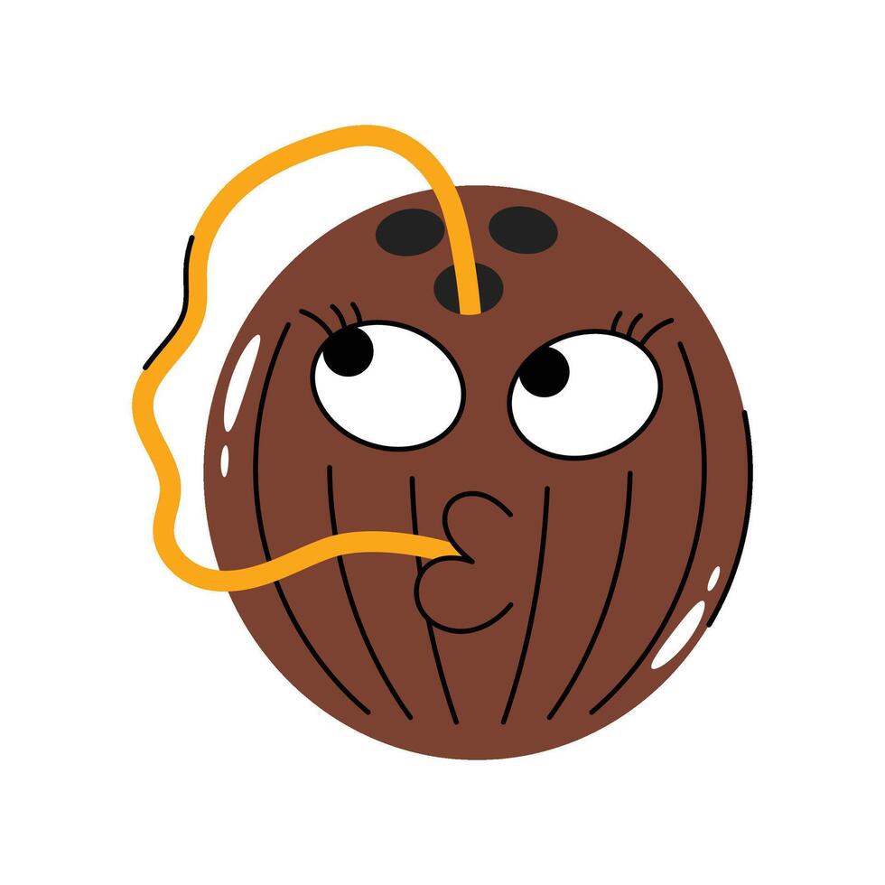 Brown Coconut water Sticker. Eps 10 file vector