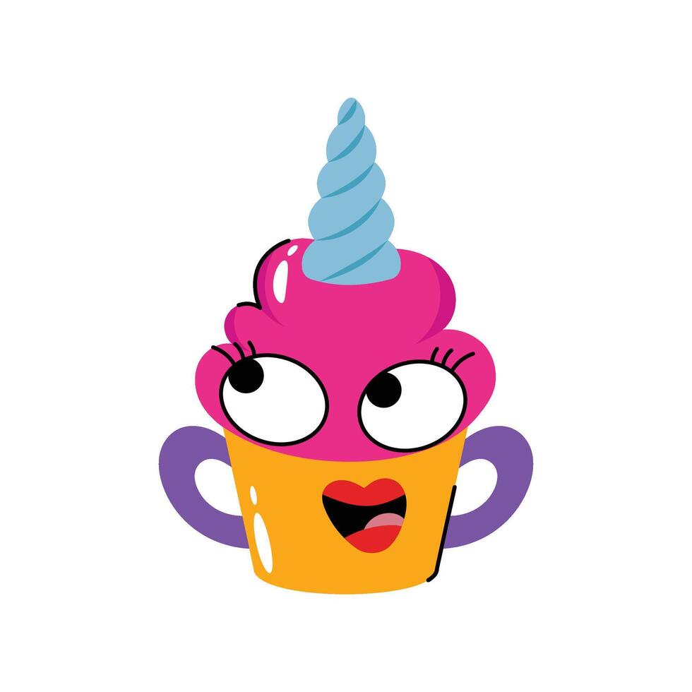 Folding Ice cream cup Concept Sticker. Eps 10 file vector