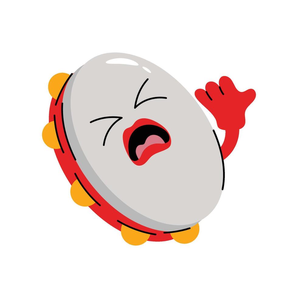 Tambourine Sticker. Eps 10 file vector