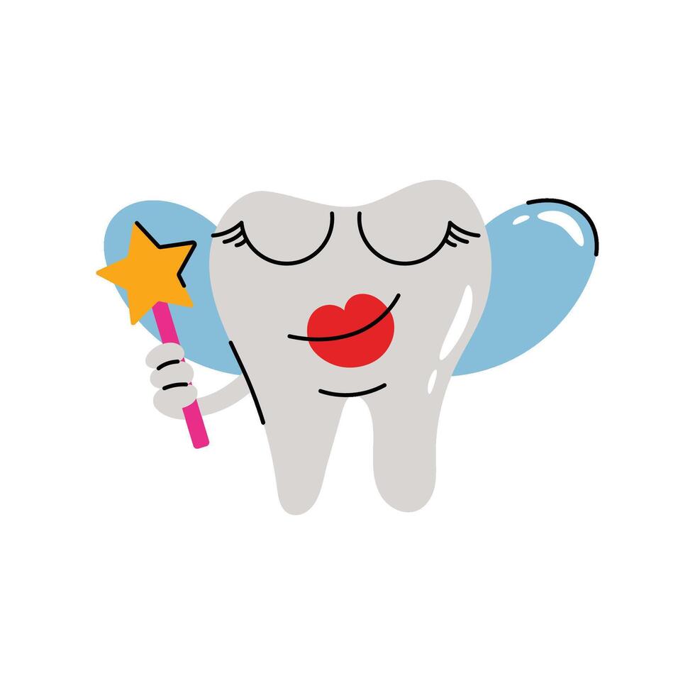 Fairy tooth Sticker. Eps 10 file vector