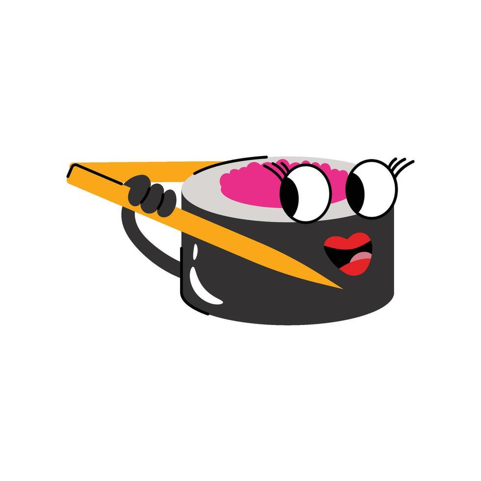 Black Sushi Sticker. Eps 10 file vector