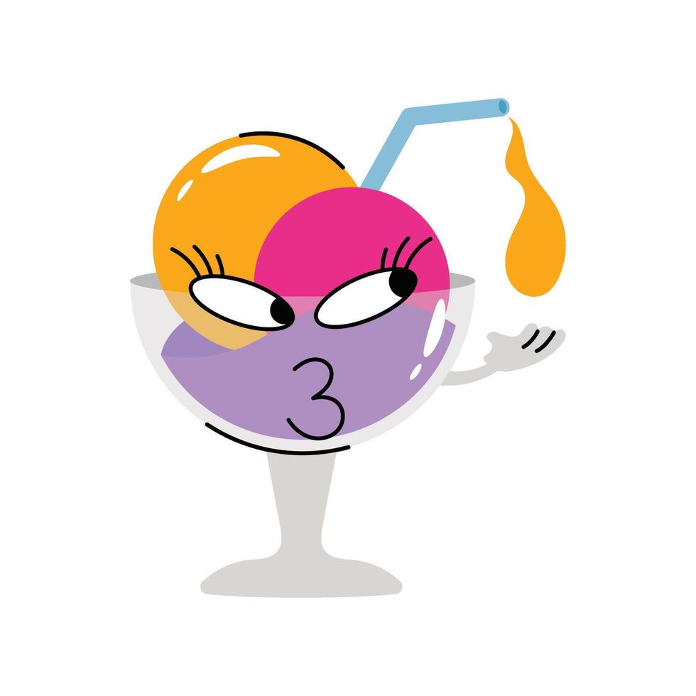 Angry Ice cream Milkshake Concept Sticker. Eps 10 file vector