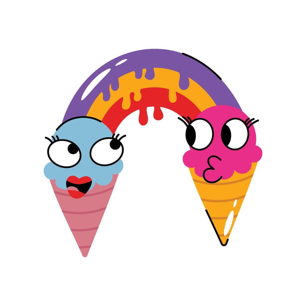 Ice cream cones Concept Sticker. Eps 10 file vector