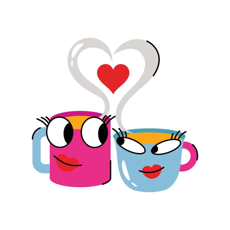 Coffee Mugs Sticker. eps 10 file vector